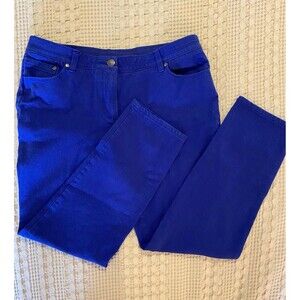 Chico’s So Slimming Womens Bright Blue Size 15R Cropped Pants Pockets